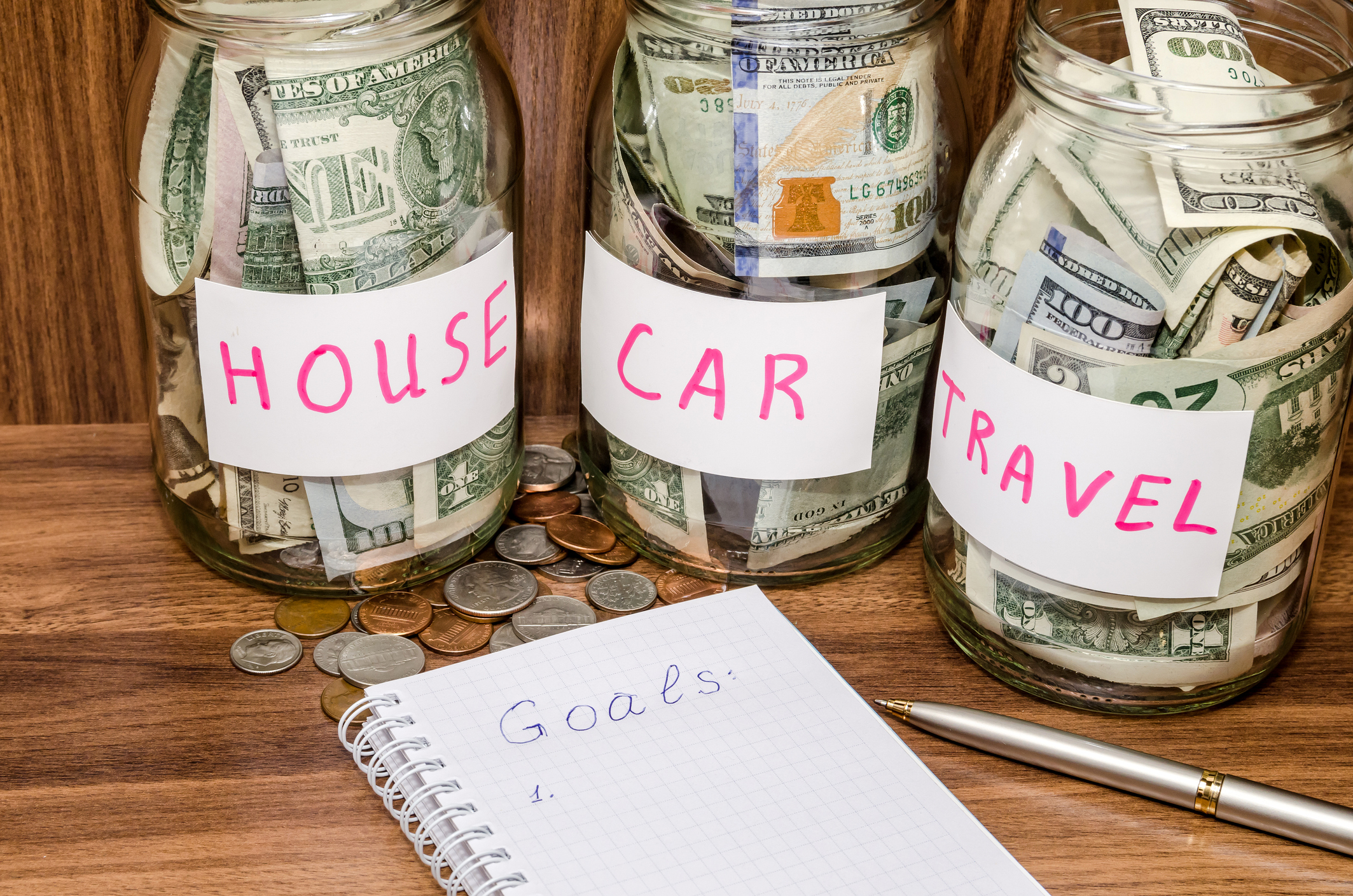 finance idea - new years resolutions with dollar coins